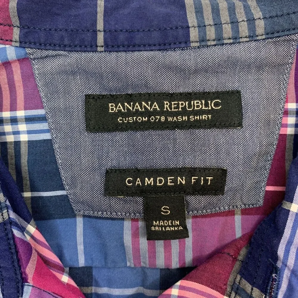 Banana Republic Shirt Mens S Small Multi Plaid Camden Fit Long Sleeve Button Up